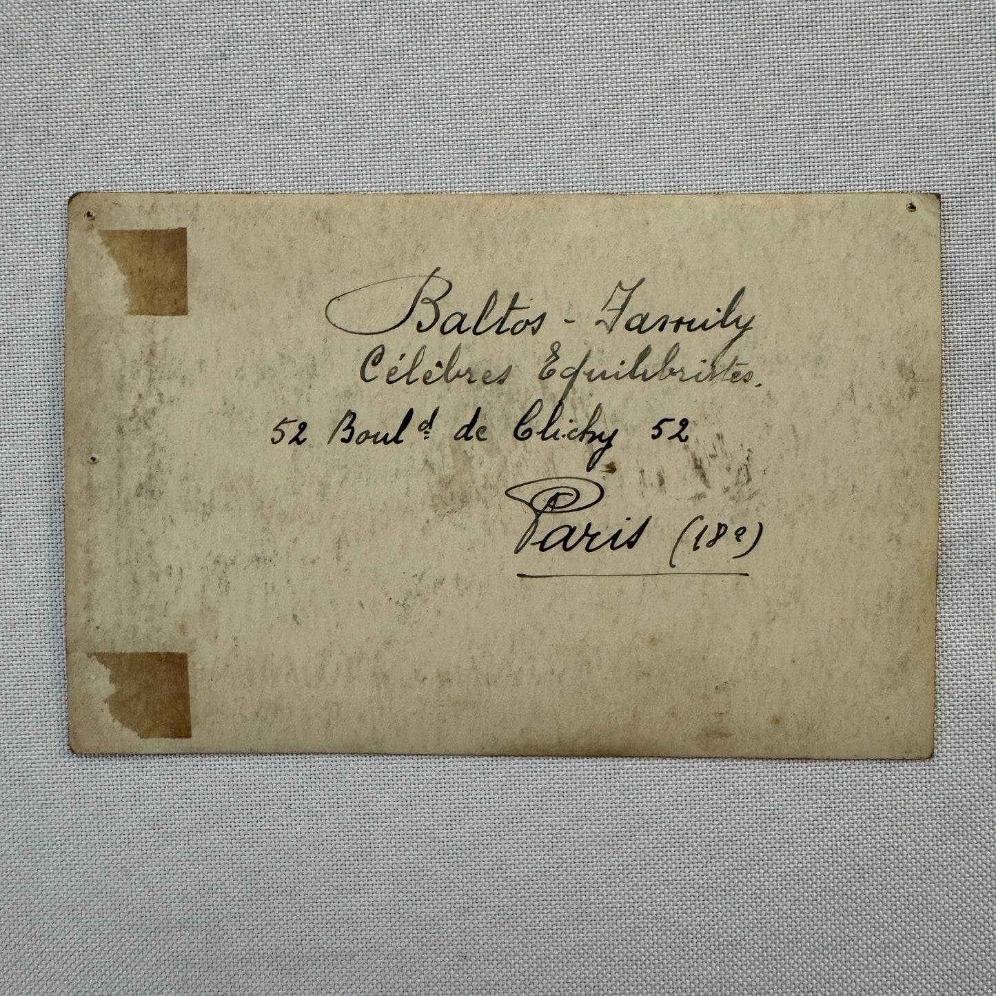 Vintage Circus Balancing Acrobat Act Photo Photograph Baltos Family Paris France