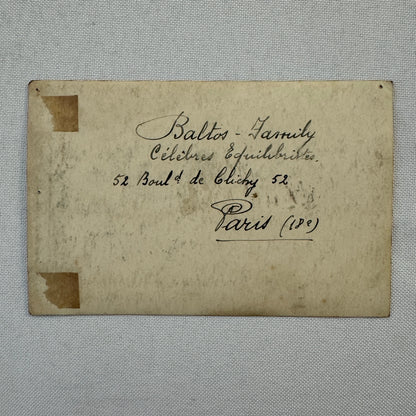 Vintage Circus Balancing Acrobat Act Photo Photograph Baltos Family Paris France