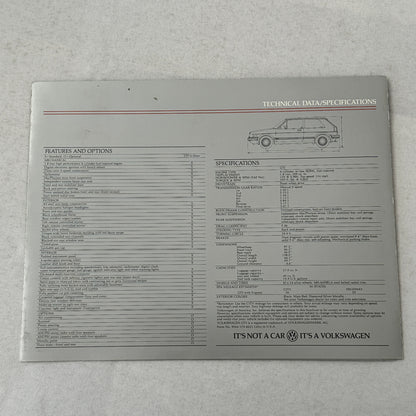 1985 Volkswagen Golf GTI Car Sales Brochure Catalog Advertising