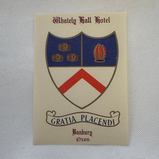 Vintage Whately Hall Hotel Banbury Oxon UK Luggage Label