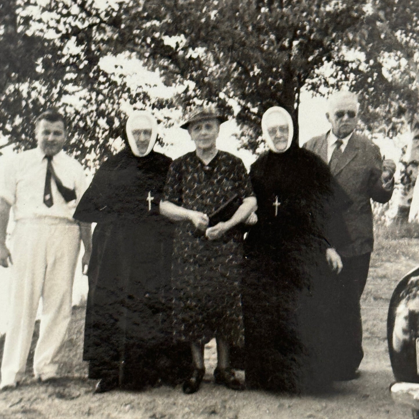 Nuns with Classic Car Vintage Photo Photograph Snapshot Nun