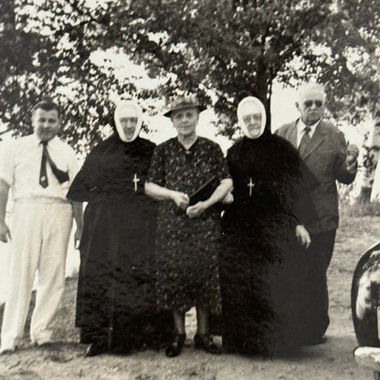 Nuns with Classic Car Vintage Photo Photograph Snapshot Nun