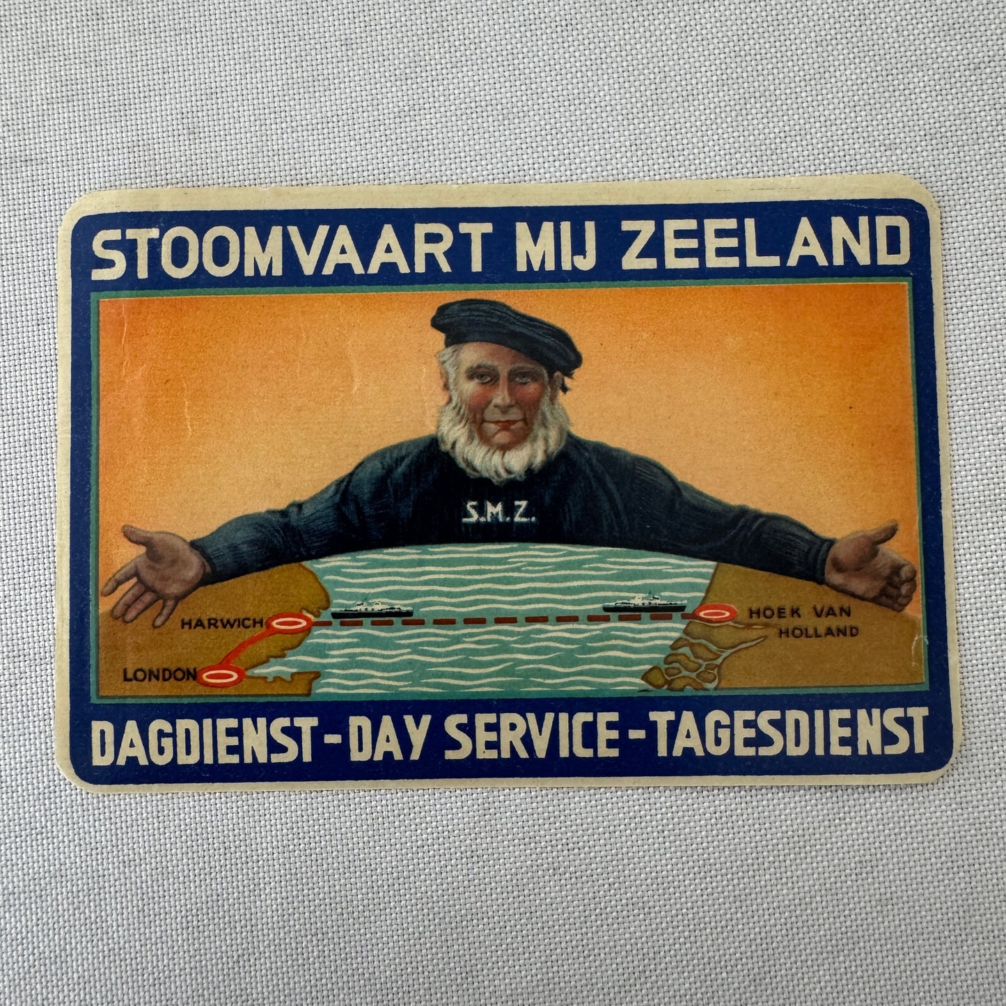 Vintage Travel Luggage Label Dutch Holland Netherlands Steamship Ship Boat ?