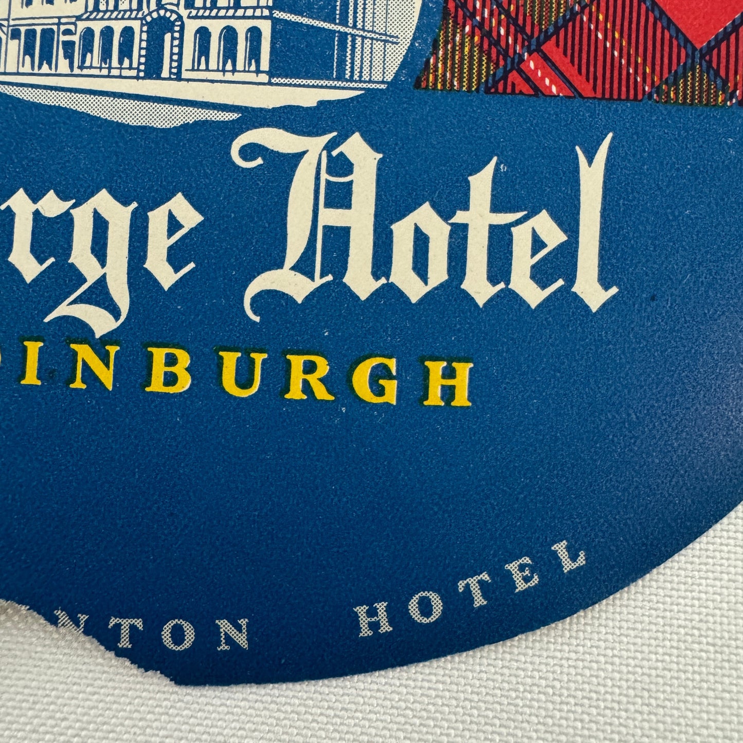 Vintage Travel Luggage Label The Geoge Hotel Edinburgh Scotland
