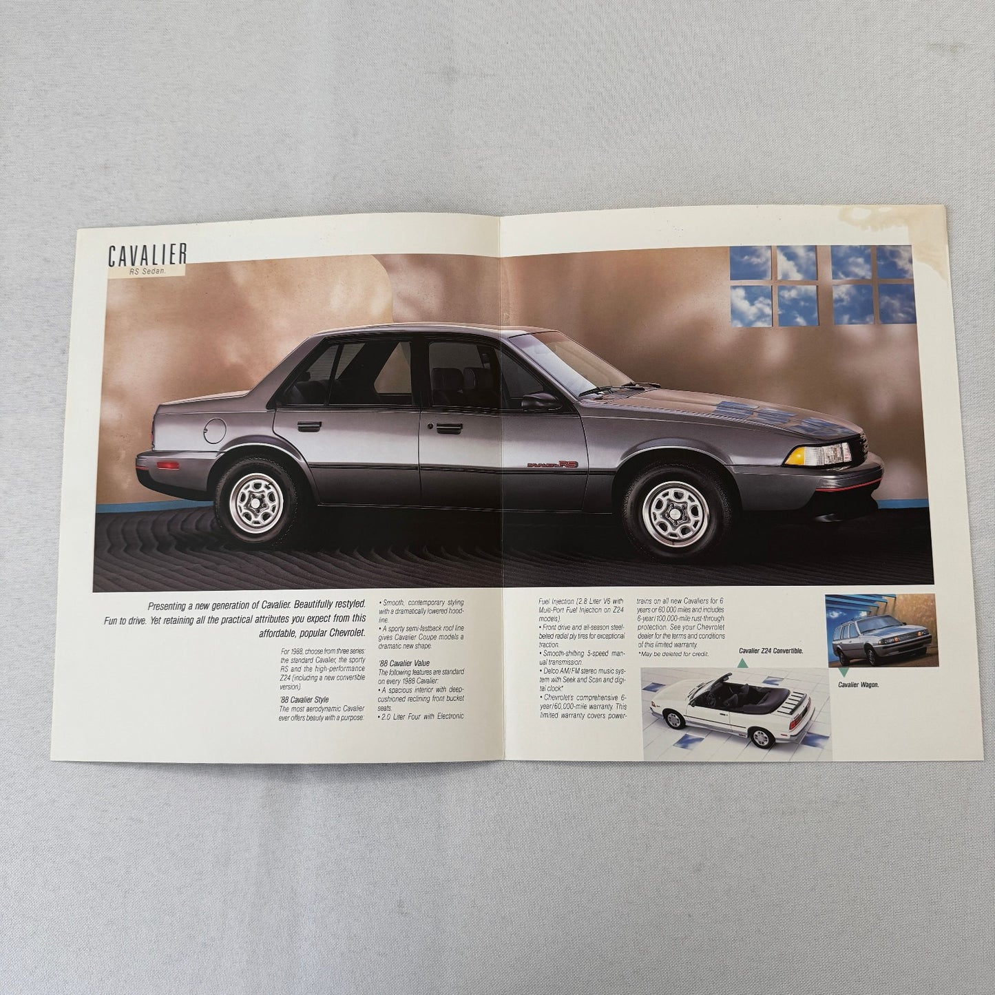 1988 Chevrolet Cavalier Car Sales Brochure Catalog Z24 Convertible Coupe Wagon