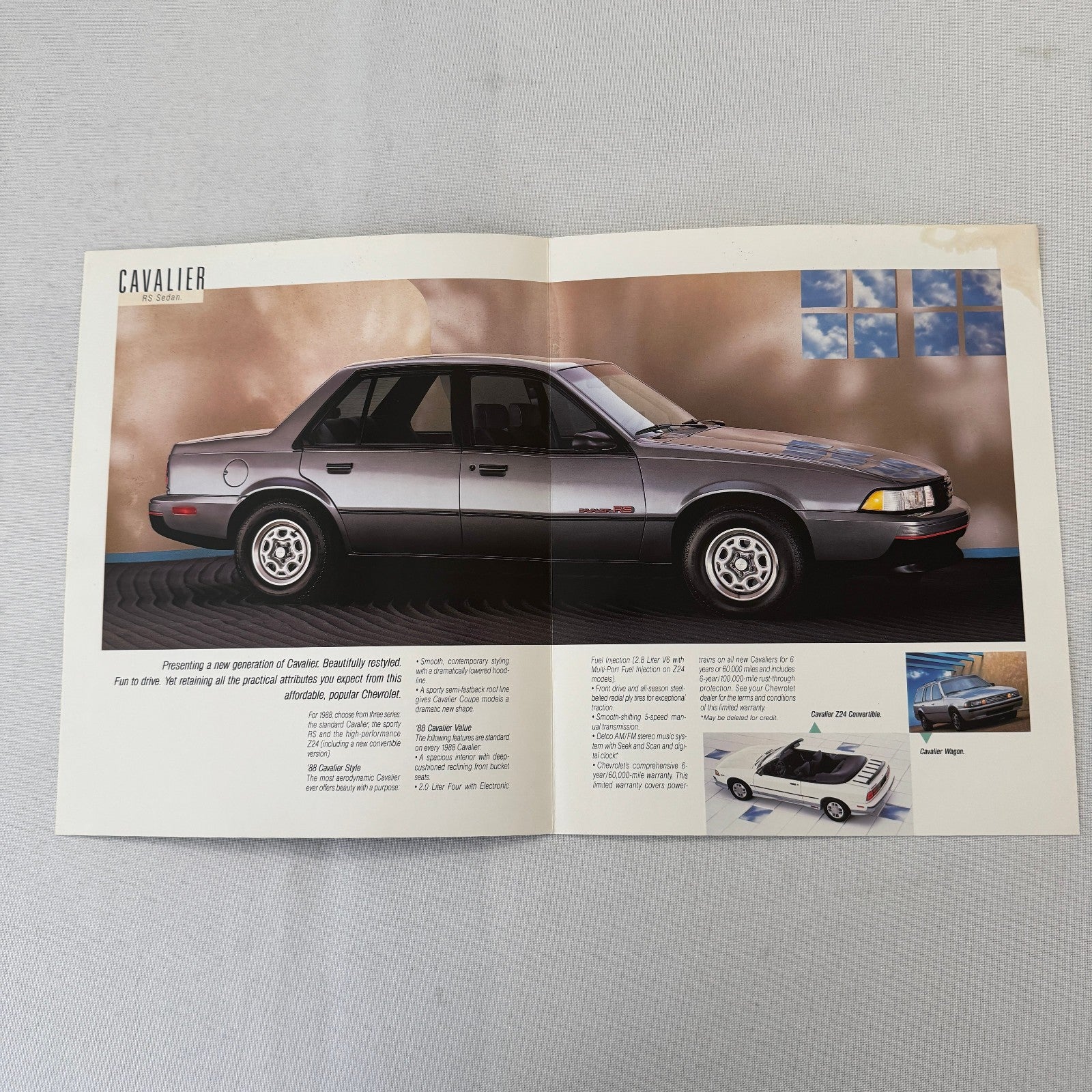 1988 Chevrolet Cavalier Car Sales Brochure Catalog Z24 Convertible Coupe Wagon