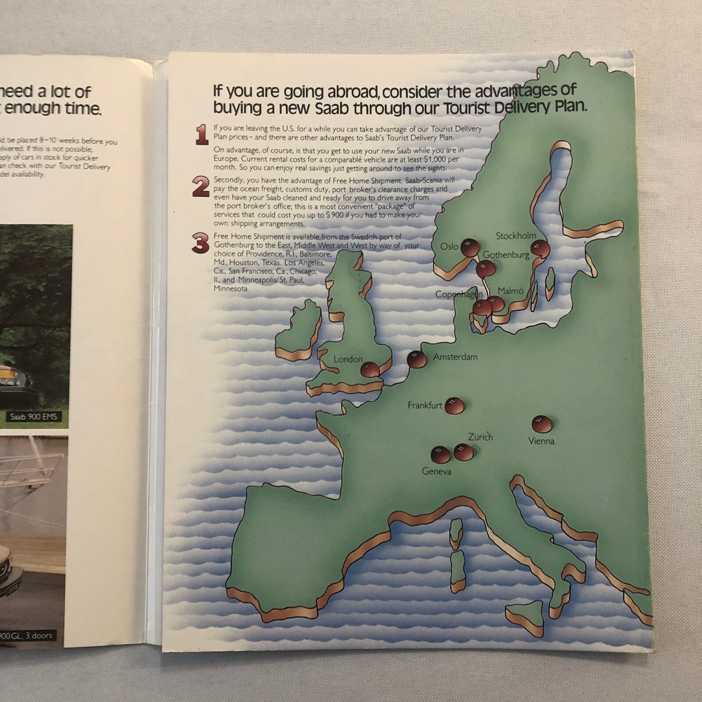 Vintage Saab Tourist Delivery  Sales Brochure Catalog 900 Turbo 900GL 900 EMS