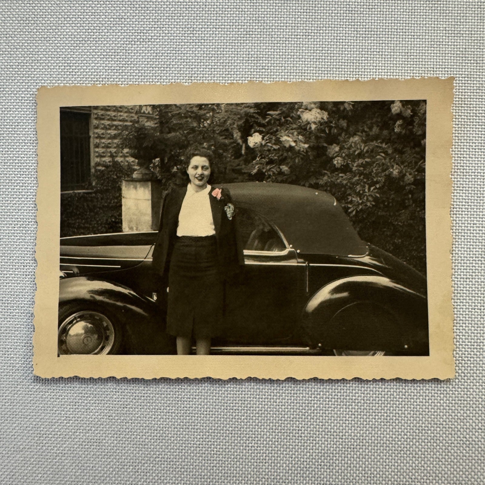 Vintage Photograph Photo Print Woman with Beautiful Car Automobile 1938 Torino