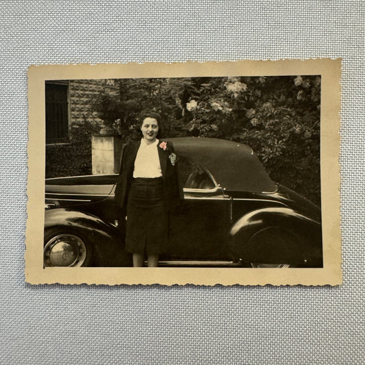 Vintage Photograph Photo Print Woman with Beautiful Car Automobile 1938 Torino