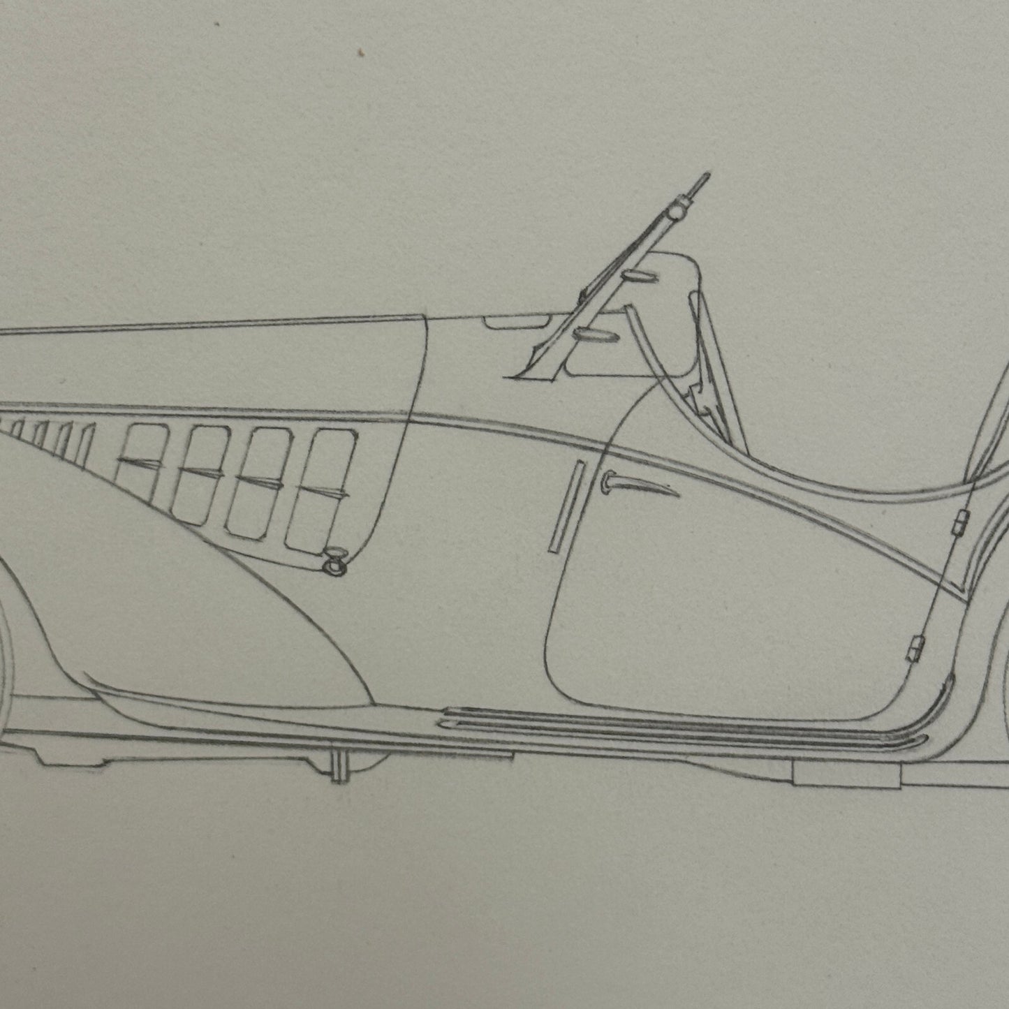 1937 Alfa Romeo 8C 2900 B Spider Car Illustration Art Drawing Hand Drawn