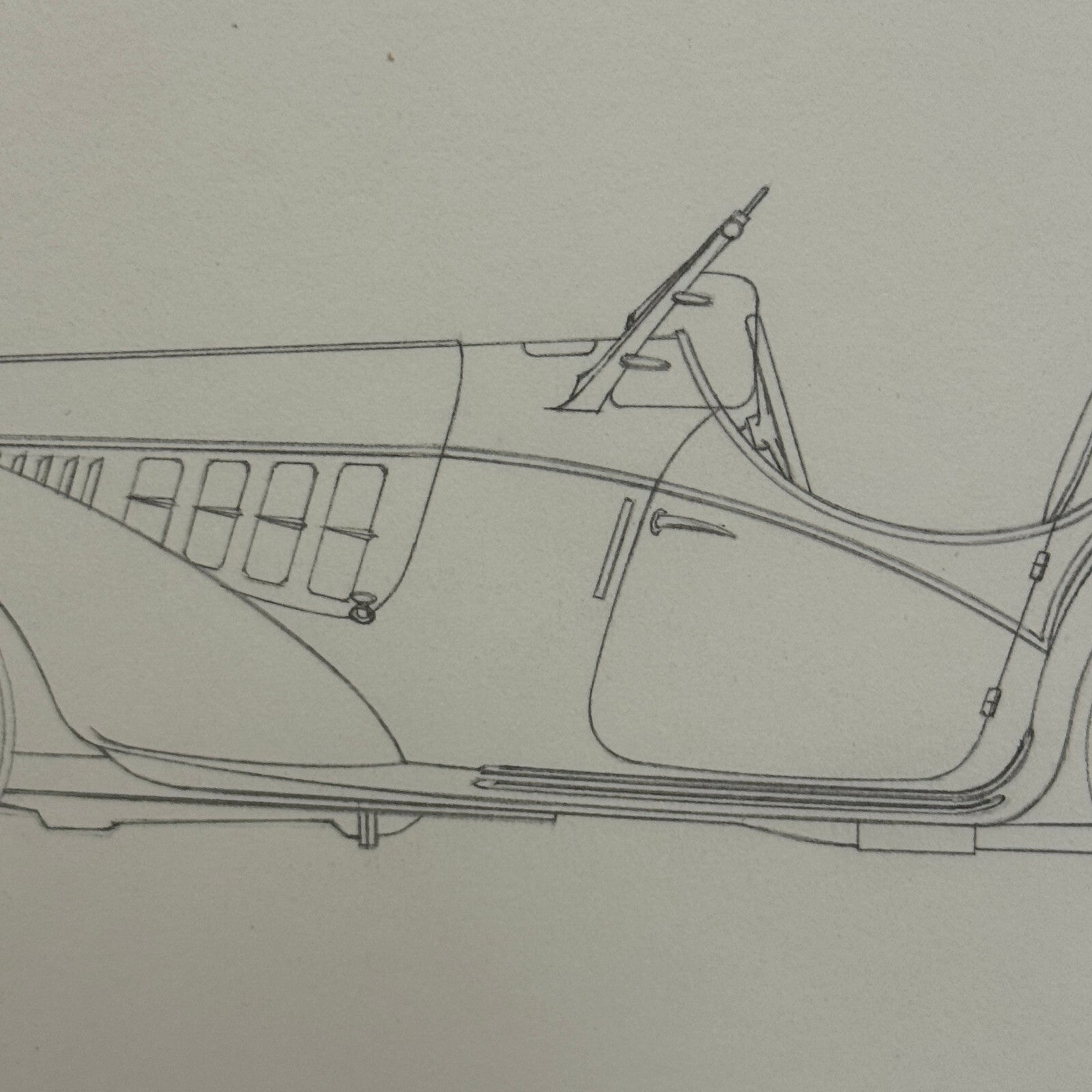 1937 Alfa Romeo 8C 2900 B Spider Car Illustration Art Drawing Hand Drawn