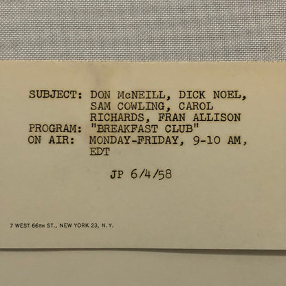 Don McNeill Breakfast Club ABC Television TV Photo Photograph Carol Richards +