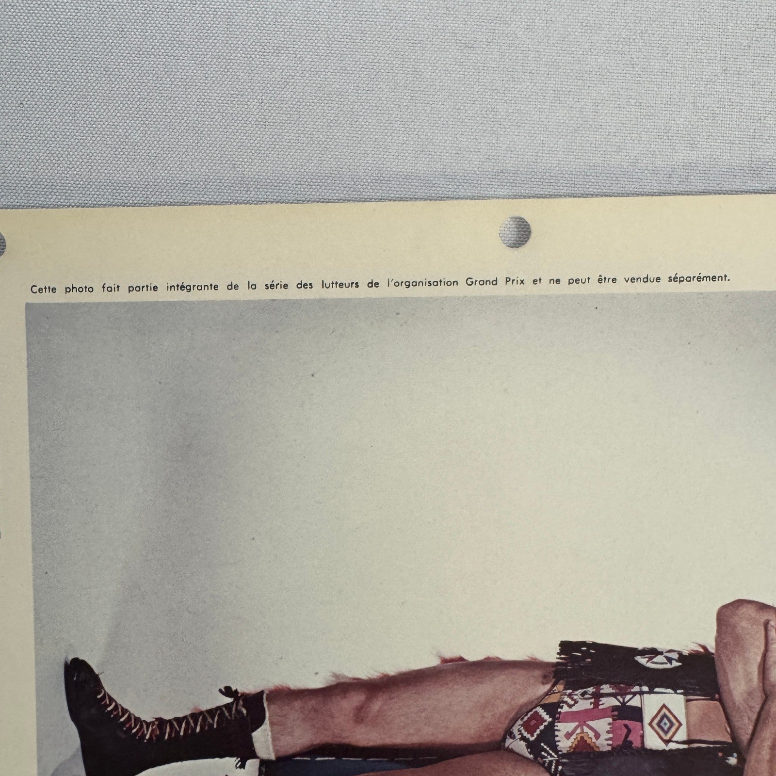 Vintage Wrestling Print Insert Johnny War Eagle Quebec French 1973