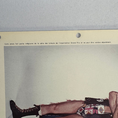 Vintage Wrestling Print Insert Johnny War Eagle Quebec French 1973