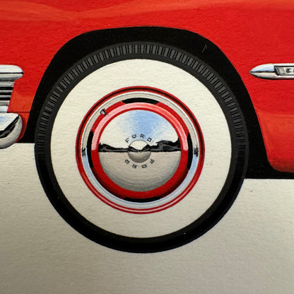 1950 Ford Custom Convertible Club Coupe Car Illustration Art Drawing Hand Drawn