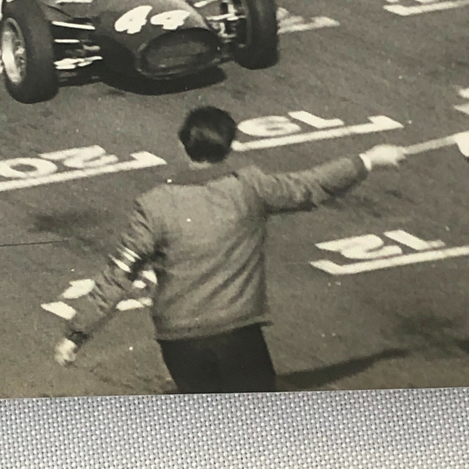 Vintage Racing Car Photo Photograph - Car Crossing the Finish Checkered Flag