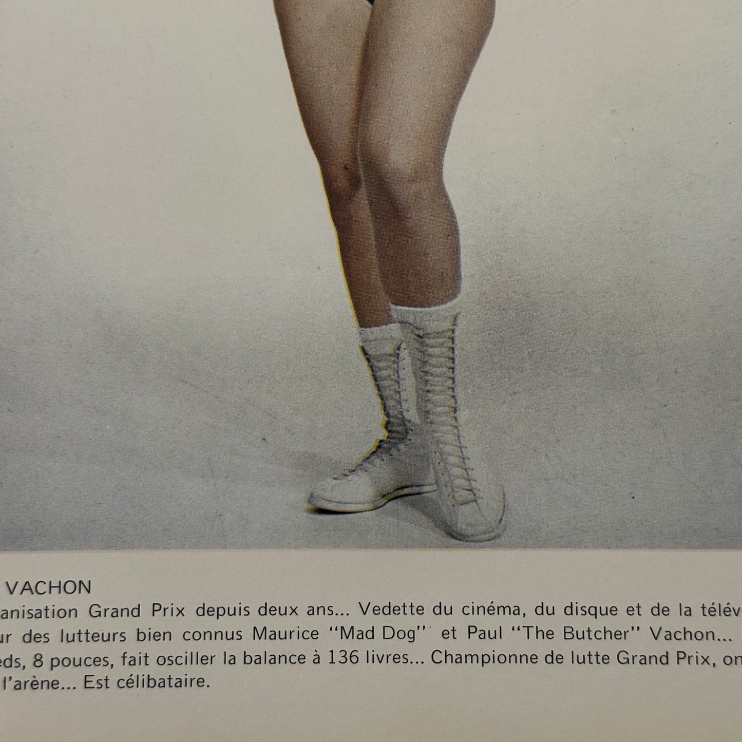 Vintage Wrestling Print Insert Viviane Vachon Quebec French 1973