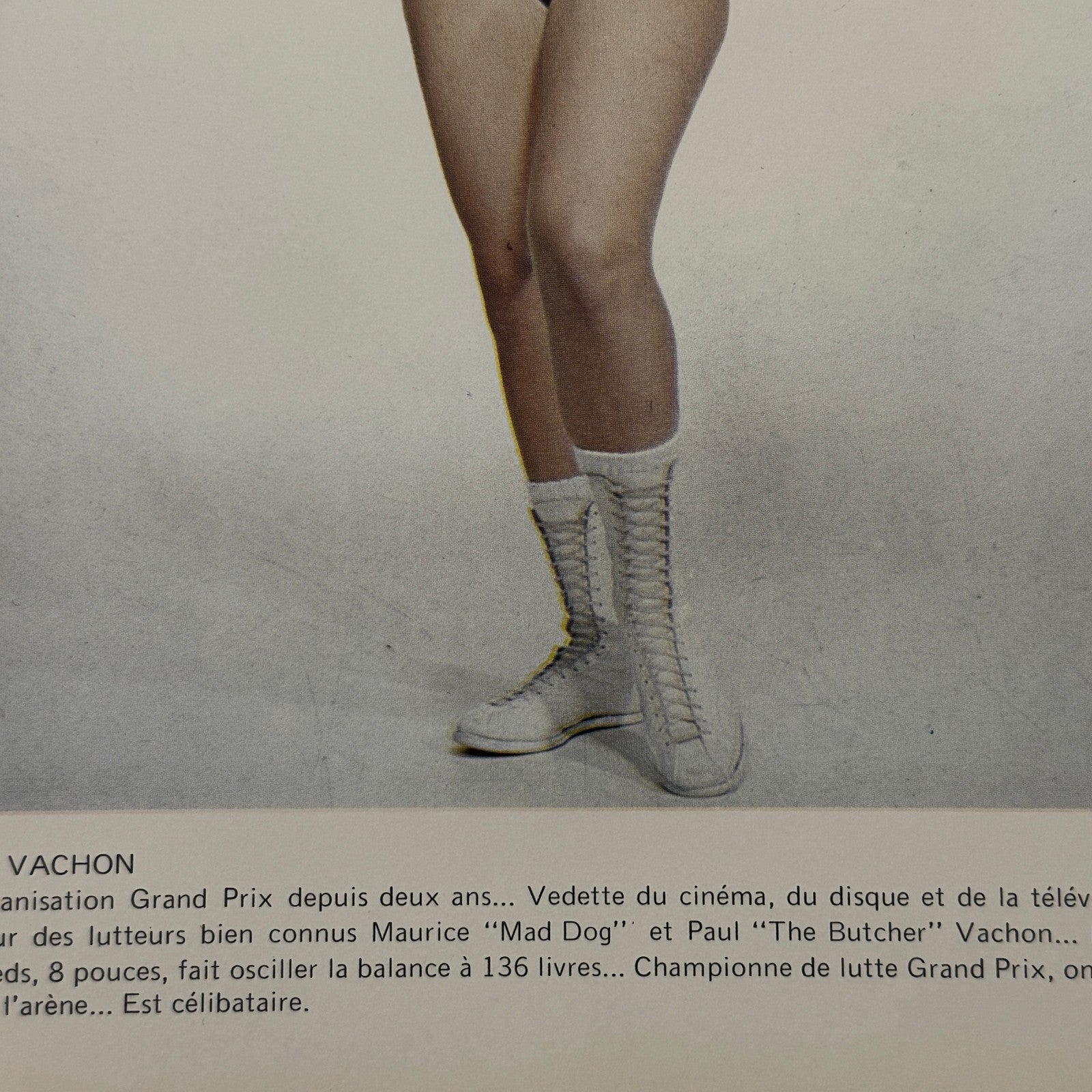 Vintage Wrestling Print Insert Viviane Vachon Quebec French 1973