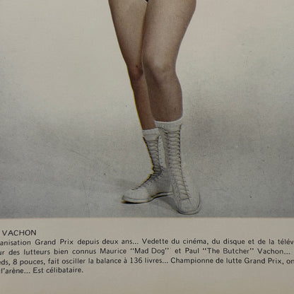 Vintage Wrestling Print Insert Viviane Vachon Quebec French 1973