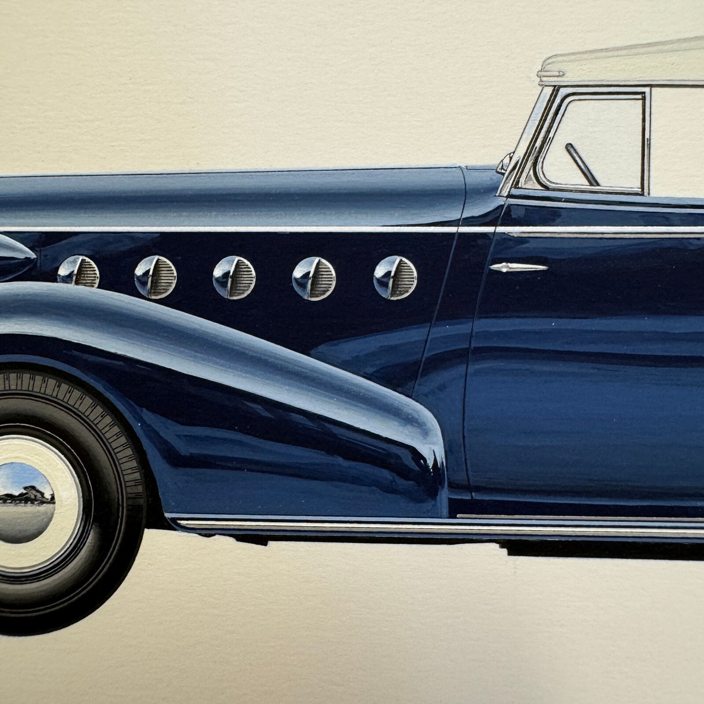 1934 LaSalle Series 34-50 Convertible Coupe Automobile Illustration Art Drawing