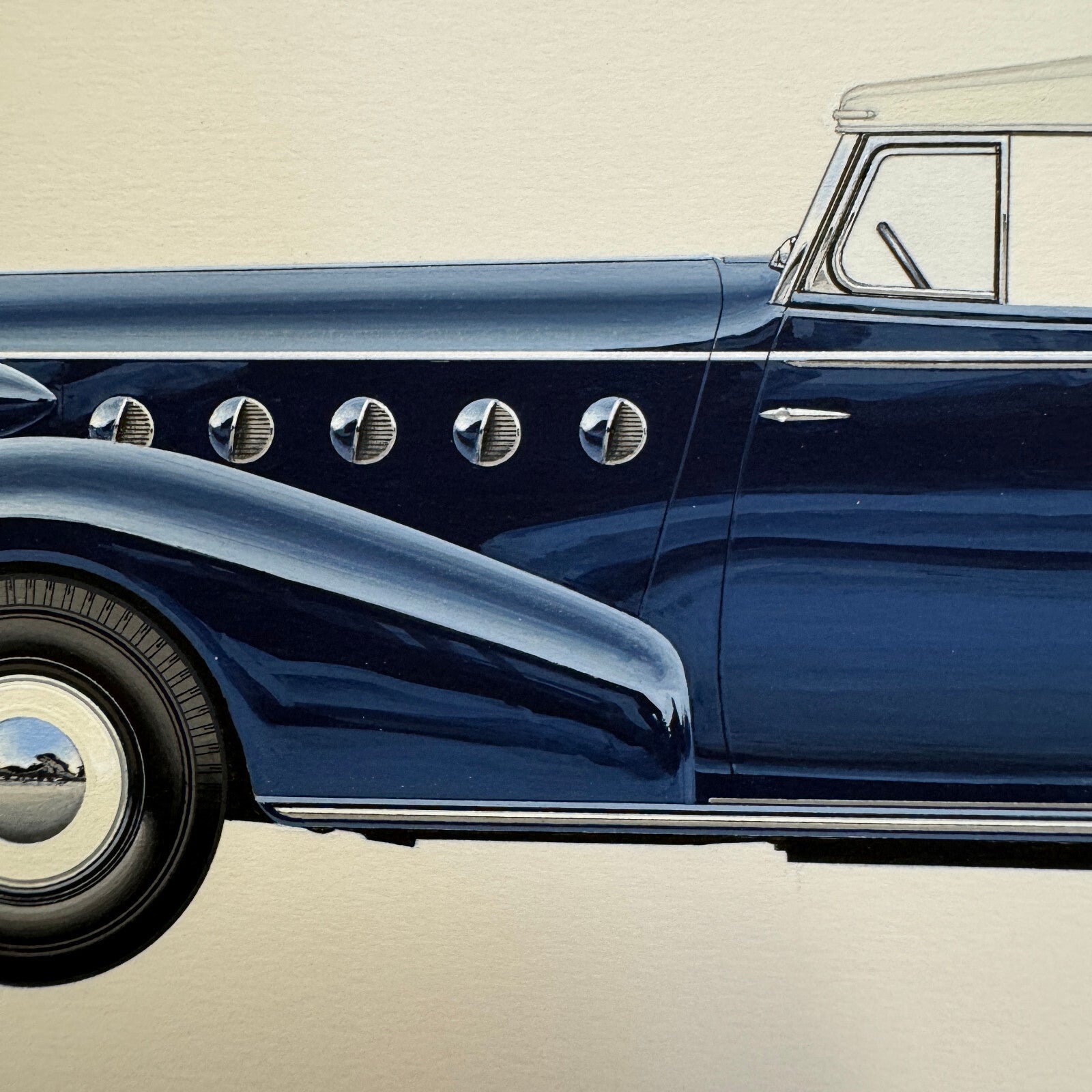 1934 LaSalle Series 34-50 Convertible Coupe Automobile Illustration Art Drawing