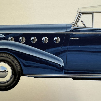 1934 LaSalle Series 34-50 Convertible Coupe Automobile Illustration Art Drawing