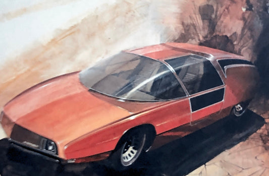 35MM Vintage Photo Slide Concept Car Prototype Design Sketch Illustration