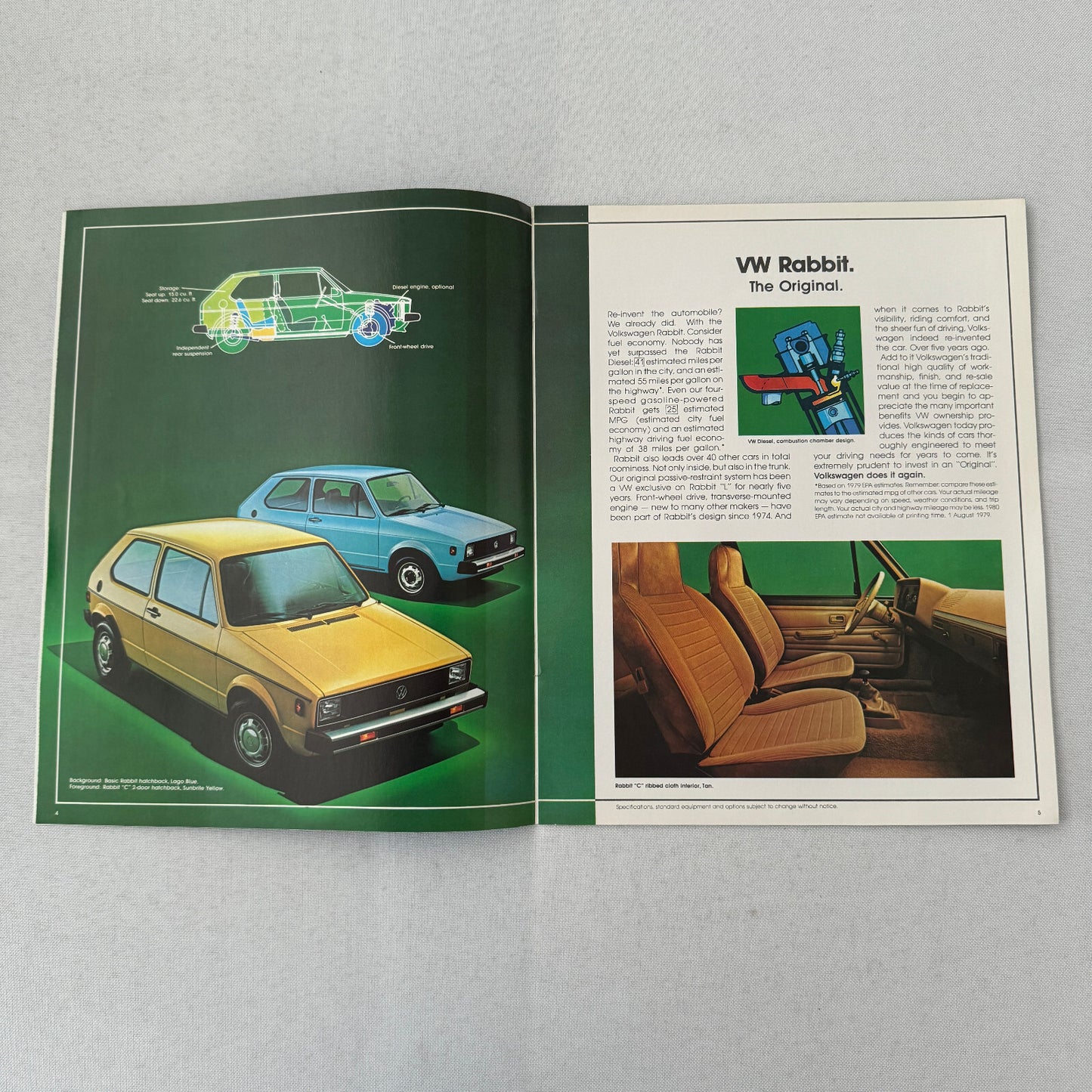 1980 Volkswagen VW Rabbit Car Sales Brochure Catalog Coupe Sedan Convertible
