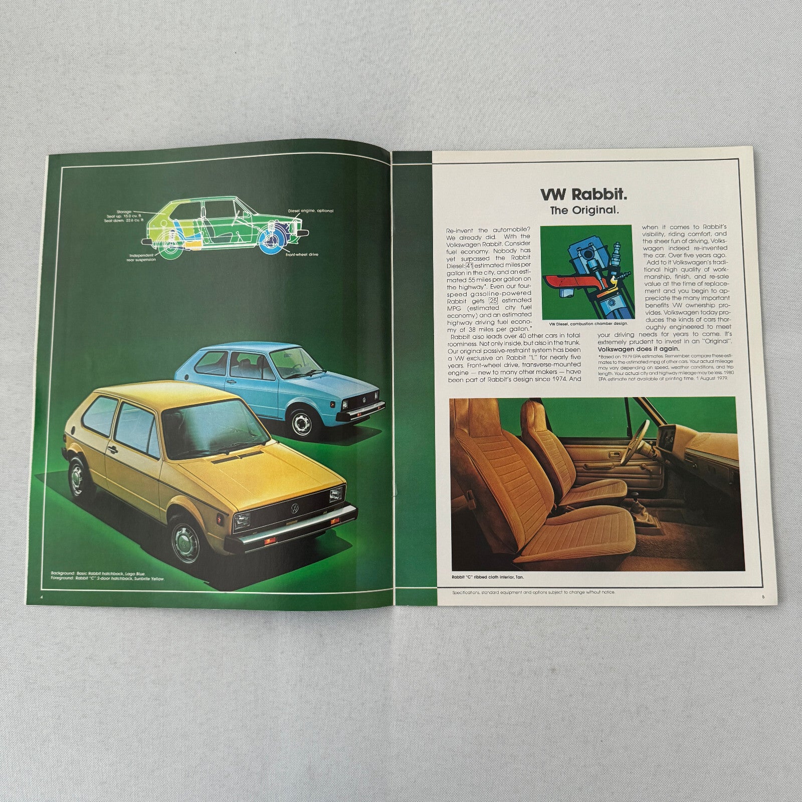 1980 Volkswagen VW Rabbit Car Sales Brochure Catalog Coupe Sedan Convertible