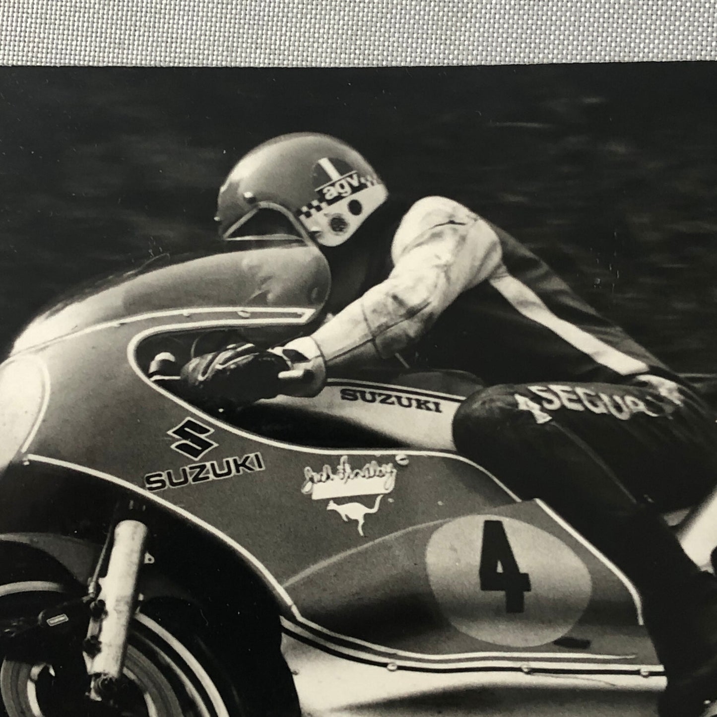 Vintage Motorcycle Racing Photo photograph Suzuki Race Bike Rider