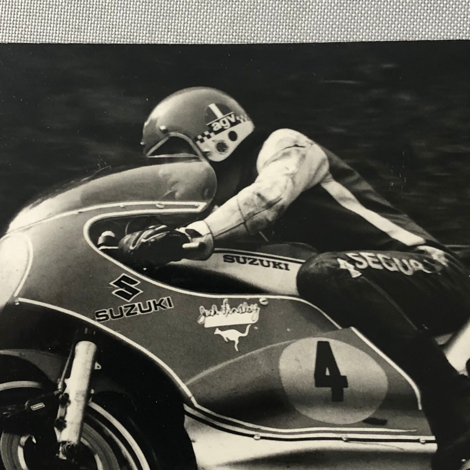 Vintage Motorcycle Racing Photo photograph Suzuki Race Bike Rider