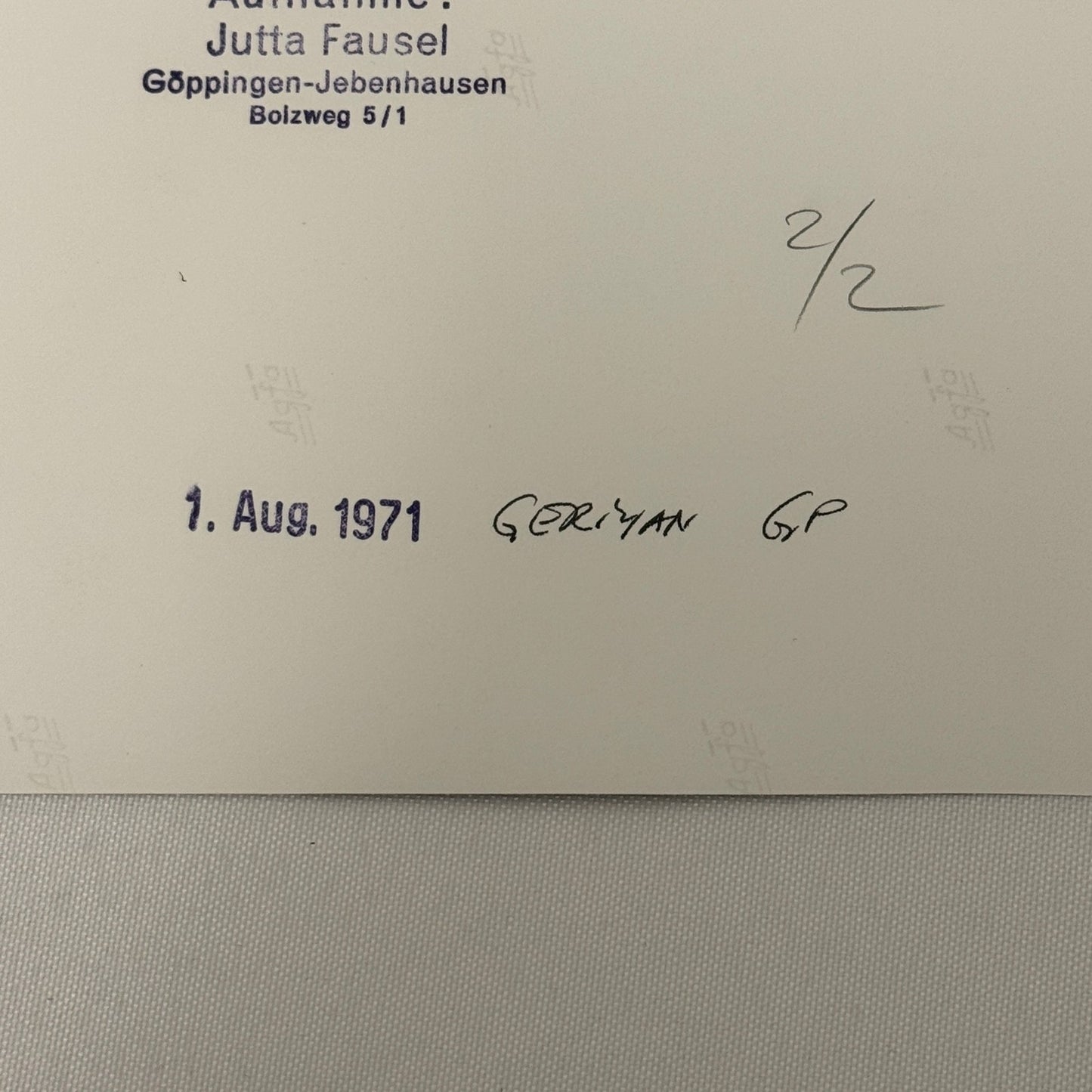 Vintage Racing Photo 1971 German Grand Prix Race Jackie Stewart Motorsport