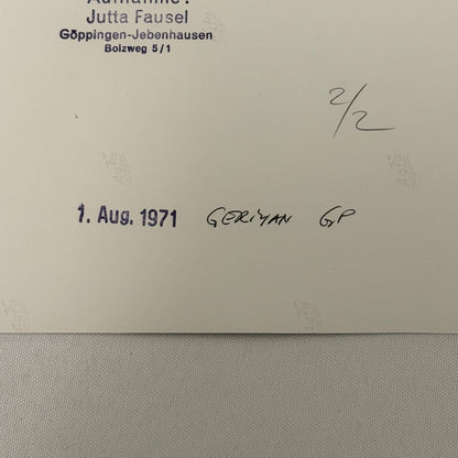 Vintage Racing Photo 1971 German Grand Prix Race Jackie Stewart Motorsport