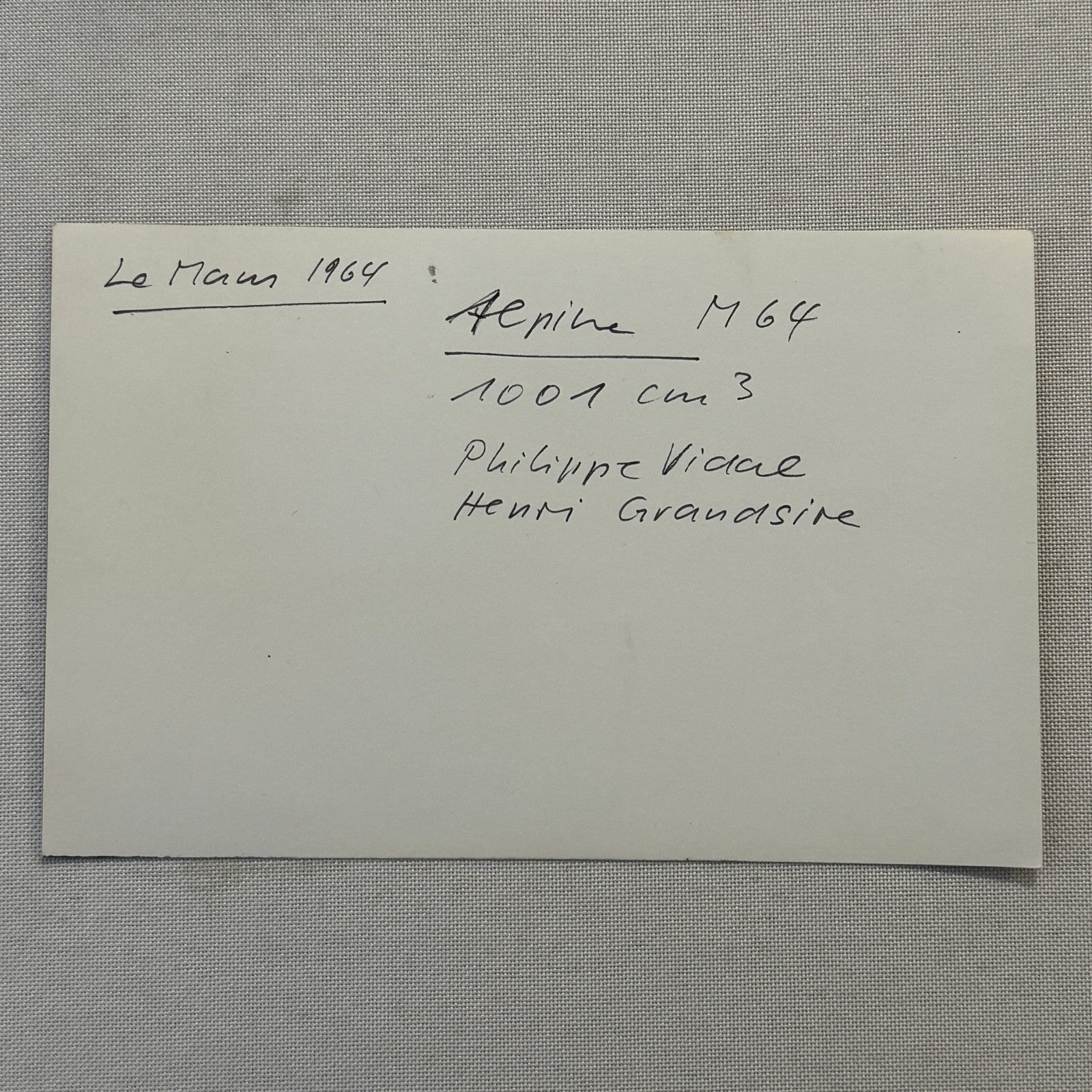 1964 LeMans Alpine M64 Philippe Vidal Henri Grandsire Racing Photo Photograph