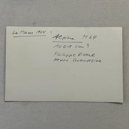 1964 LeMans Alpine M64 Philippe Vidal Henri Grandsire Racing Photo Photograph