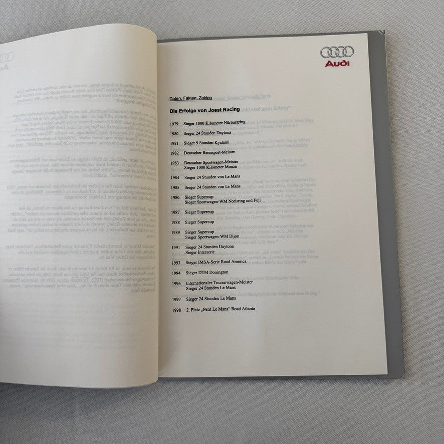 1999 Audi 24 Hours of LeMans Racing Team Press Kit Photos Brochure GERMAN