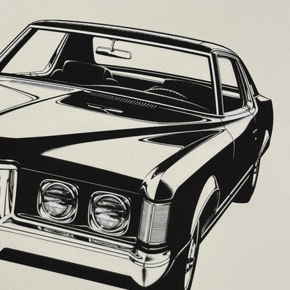 Vintage Pontiac Grand Prix Car Illustration Art Drawing Hand Drawn Robert Preis