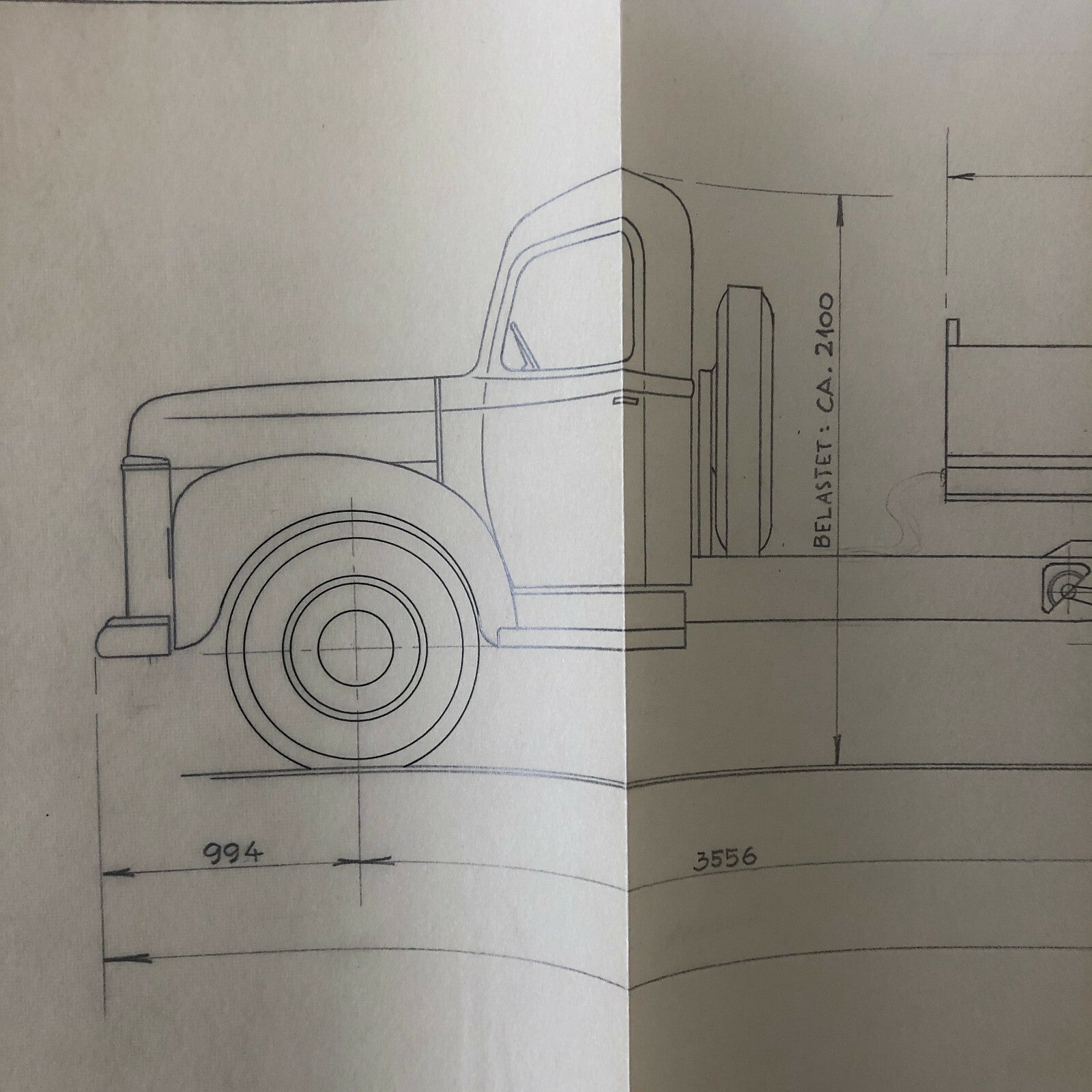 1954 Coachbuilder Truck Design Blueprint Rendering Blue Print Tractor Trailer
