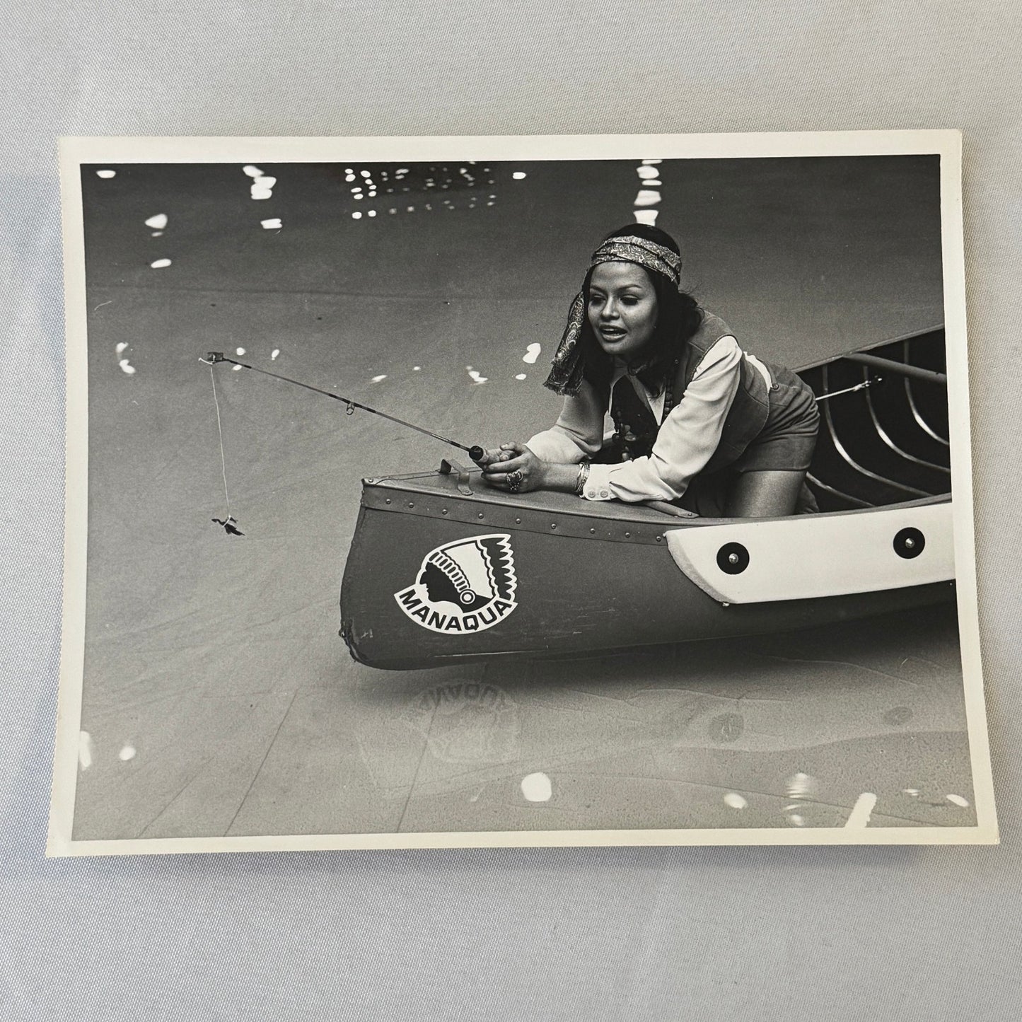 Vintage Manaqua Canoe Boat Advertising Photo with Model