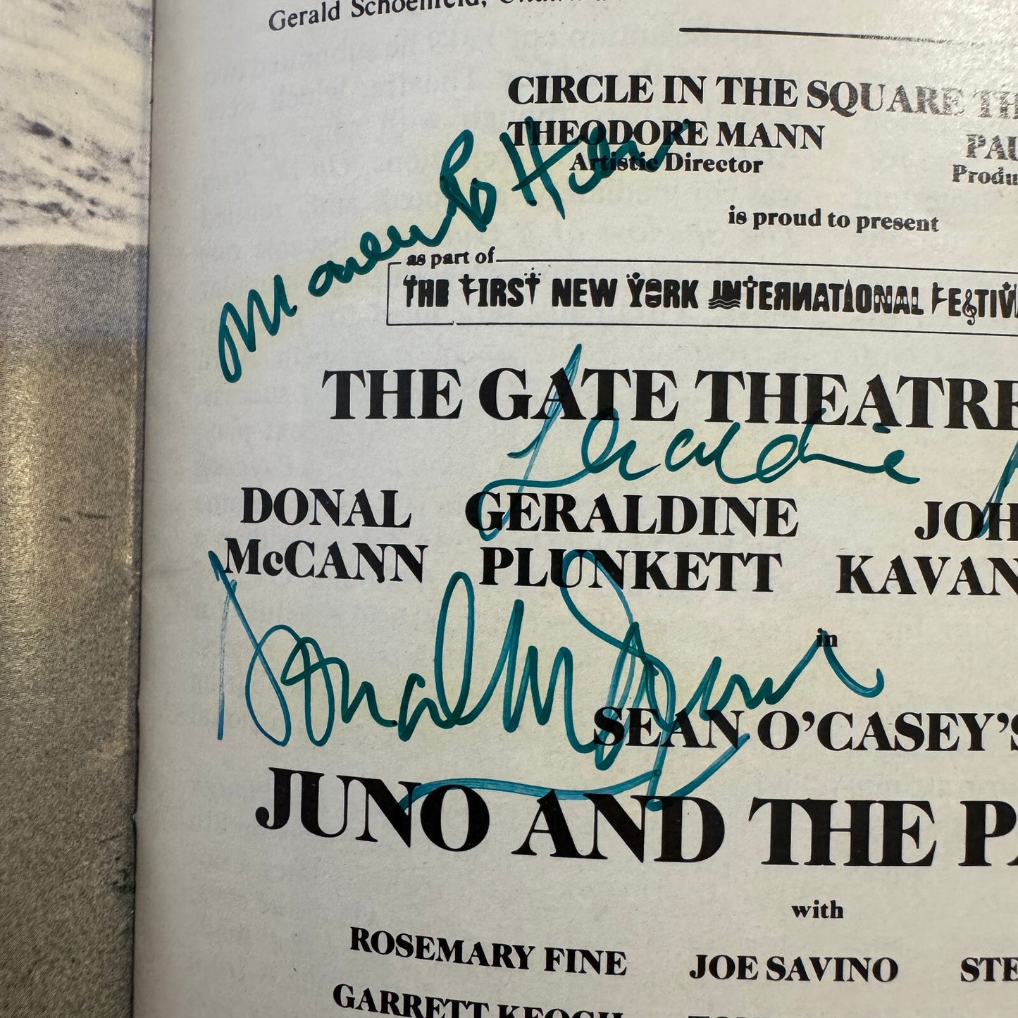 Juno and the Paycock Cast Signed Playbill 1988 Autographed Maureen Potter +