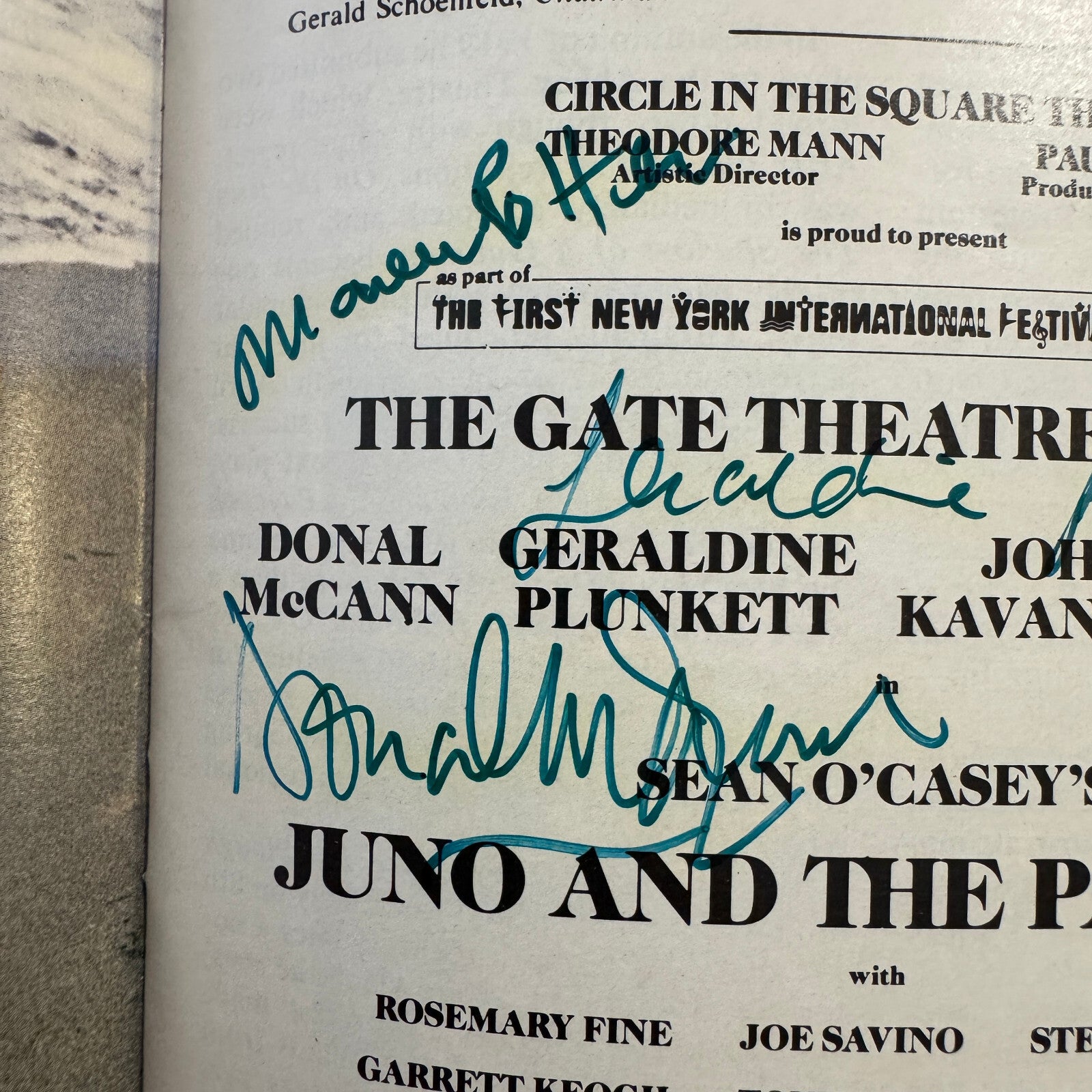 Juno and the Paycock Cast Signed Playbill 1988 Autographed Maureen Potter +