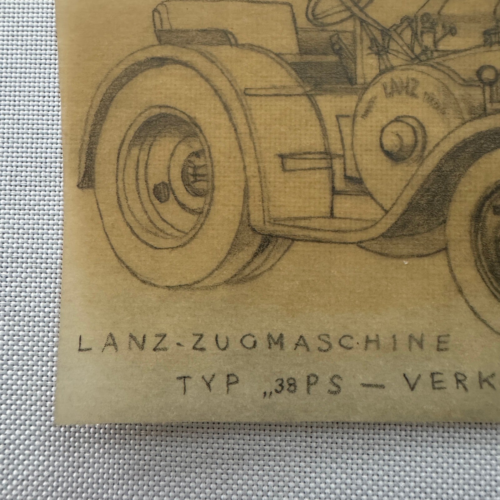 Lanz Bulldog Tractor Vintage Illustration Hand Drawn Drawing Sketch Art Germany