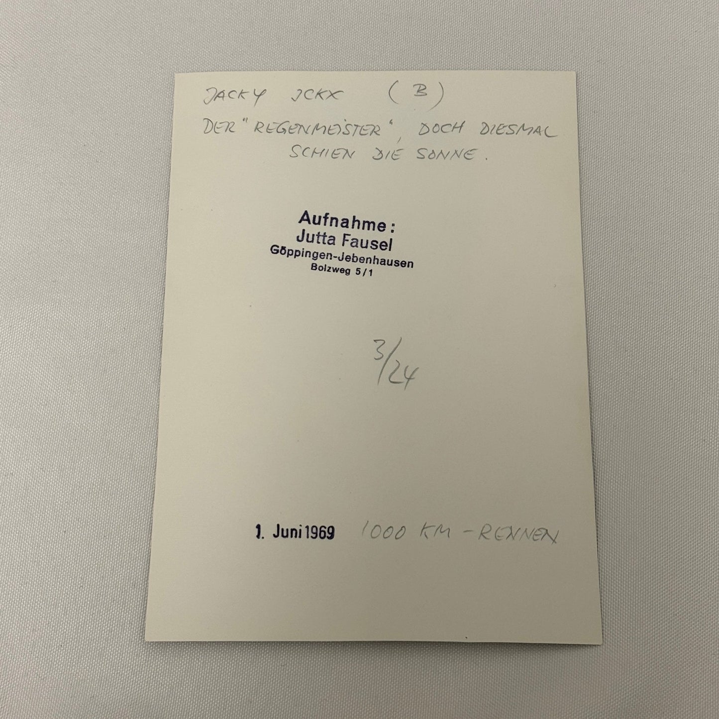 Vintage Racing Photo Jacky Ickx 1969 1000KM Race Motorsport Photograph