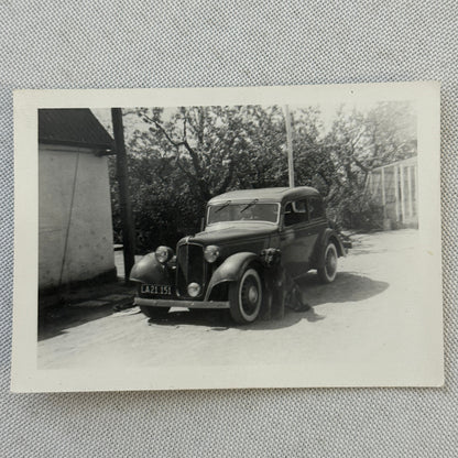 Dog with Antique Car Automobile Photo Photograph Lot of 2x Vintage