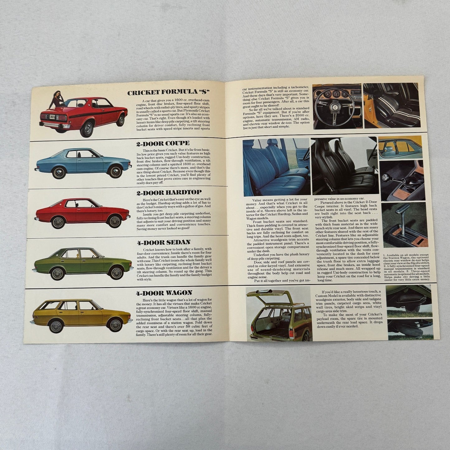 Plymouth Cricket Car Sales Brochure Catalog Canadian Formula S Coupe Sedan Wagon