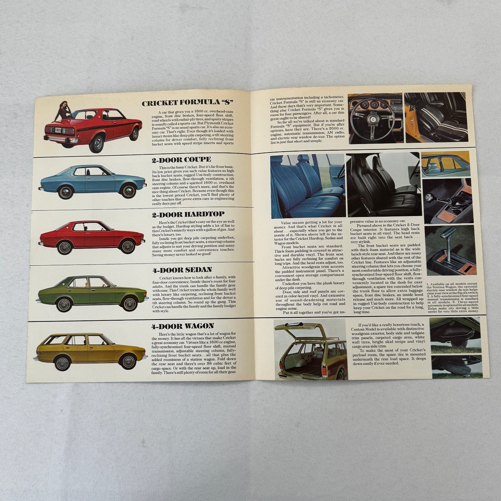Plymouth Cricket Car Sales Brochure Catalog Canadian Formula S Coupe Sedan Wagon