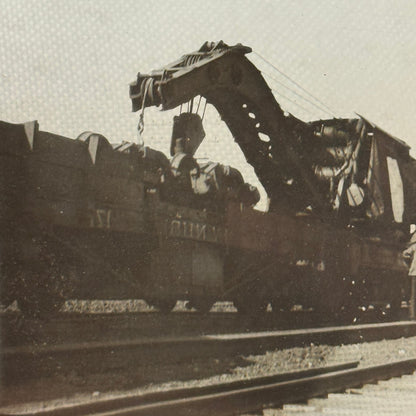Antique Glass Plate Lantern Slide Photo Train with Crane
