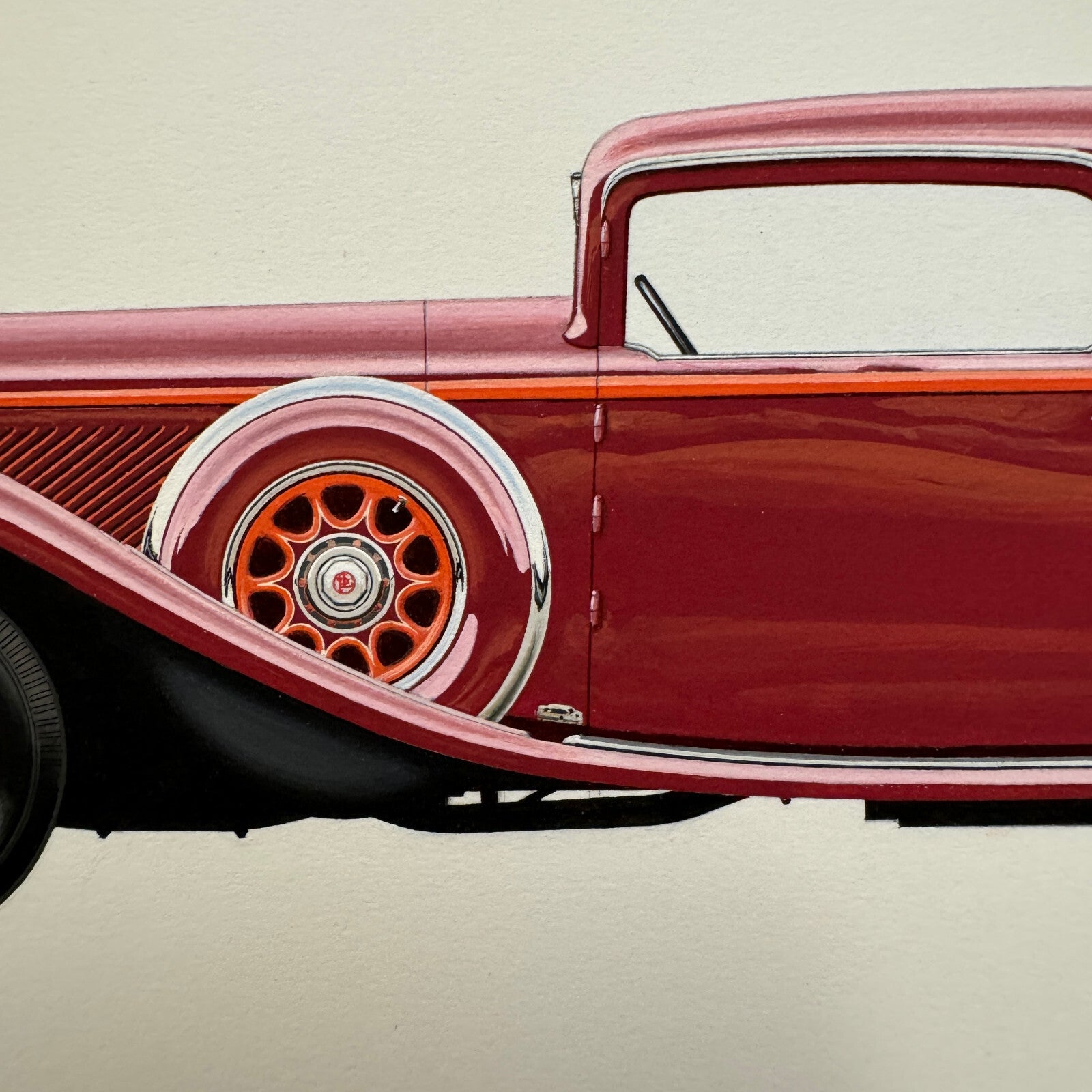 1933 Panhard 6 DS Coupe Car Illustration Art Drawing Hand Drawn