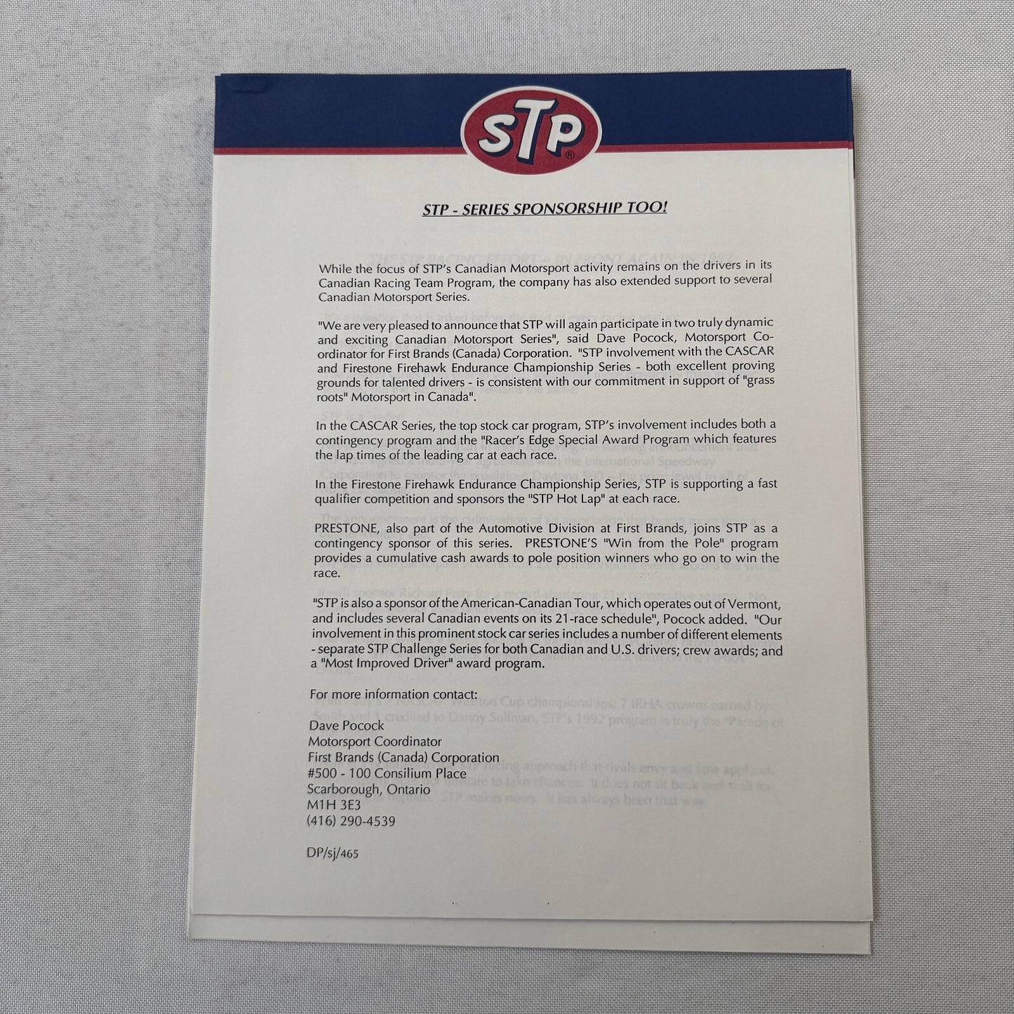 1992 STP Racing Press Kit Brochure Photos Bryan Herta Richard Petty Vintage