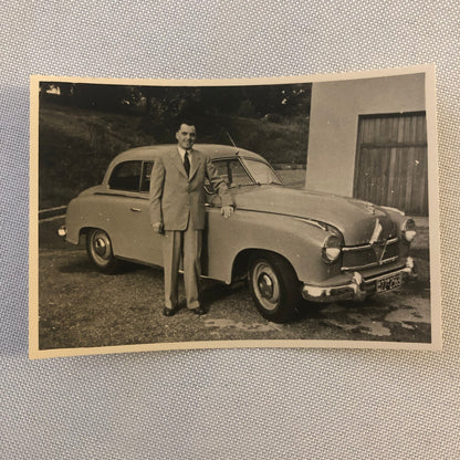 Vintage Photo Photograph Lot of 2 Man Woman Borgward Car ? Germany 1954 AL22SM1